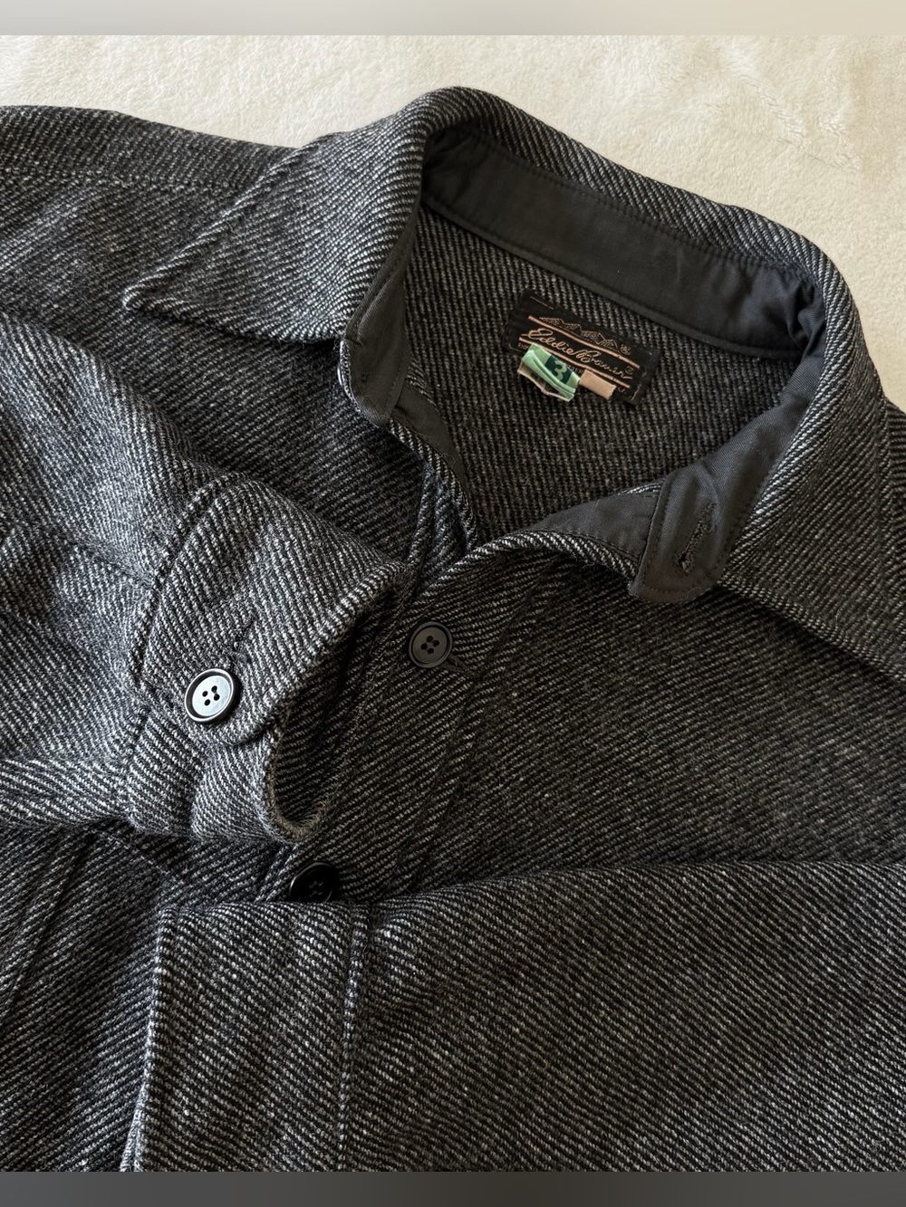 Vintage Eddie Bauer Wool Mackinaw Cruiser Jacket Coat Shacket Sz XL Herringbone
